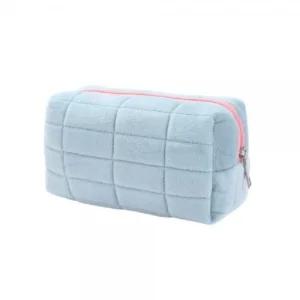 파스텔 퀄팅 대용량 파우치 라이트블루/화장품 가방 다용도 여행용 방수 정리 보조백 메쉬 지퍼형 미니