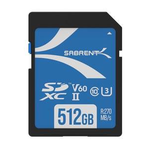 [미국배송] SABRENT 로켓 V60 512GB SD UHS-II 메모리 카드 R270MB/s W170MB/s (SD-TL60-512GB)