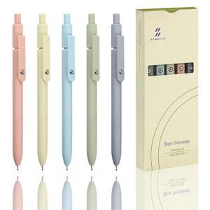 ZGQHZR 5팩 젤 펜 볼펜 부드러운 필기 펜, 번지지 않는 0.5mm 젤 펜, 학생/교사/간호사/전문가를 위한 학교 사무실 선물용 파인 포인트 (모란디 색상)