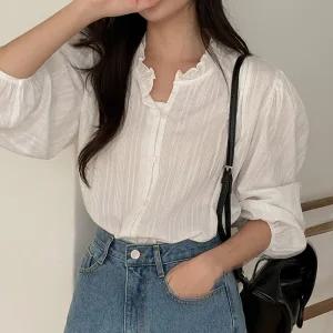 [코코블랑] 프리제 핀턱 블라우스