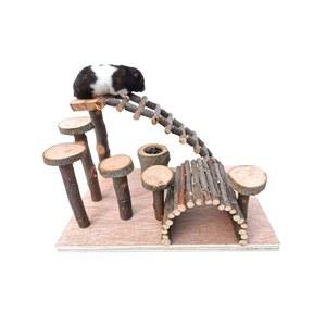 햄스터 나무 데크 은신처 다리 놀이터 둥지 사다리 터널 원목 그네