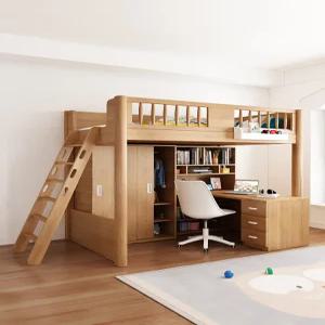 이층벙커침대 이층침대 책상 성인 학생 어린이 기숙사 원룸 책상형 풀세트 원목