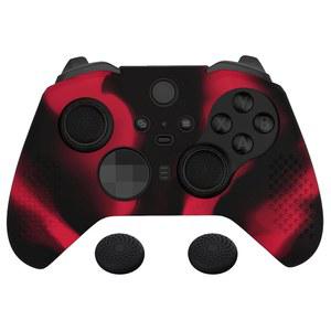 Xbox One 엘리트 컨트롤러 시리즈 2용 익스트림레이트 플레이바이탈 블랙 앤 레드 소프트 미끄럼 방지 실리콘 커버 스킨, 엄지 그립이 있는 2 코어 컨트롤러용 맞춤형 보호 케이스
