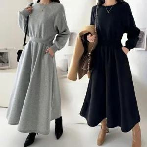 여자 롱 롱원피스 플레어 원피스 봄가을 허리 시보리 쉬폰원피스 여성원피스 스커트