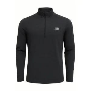 뉴발란스 히트 트레이닝 NB드라이 기능성 러닝 남성 아노락 반집업 멜란지블랙 러닝 런닝 MT41915-BK