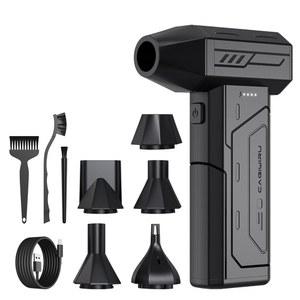 압축 공기 집진기, 130000RPM 초강력 무선 충전식 브러시리스 송풍기, LED 조명이 있는 기어 조절식 미니 컴퓨터/집/야외/자동차용 먼지 제거기 3개