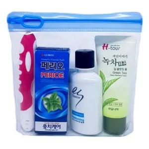 여행용 엘라스틴 샴푸 치약 칫솔 폼클렌징 4종 세트세면키트 용품 정리 목욕파우치 파우치 도구 도구가방