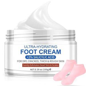 건조한 갈라진 발뒤꿈치와 발을 위한 티우 울트라 하이드레이팅 풋 크림, 발뒤꿈치 용 실리콘 양말과 함께 사용, 양말 포함 (유레아 40.67%, 5.29온스/150g)