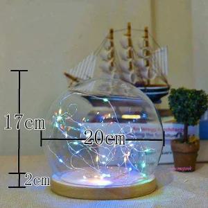 LED 유리돔 0041 20cmx17cm 구형 컬러 플랫 원목ssu540