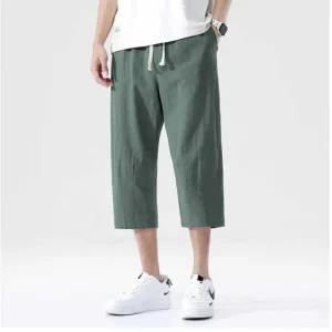 [라일리의류] Rly 배기 팬츠 코디 여름 린넨 9부 크롭 항아리 바