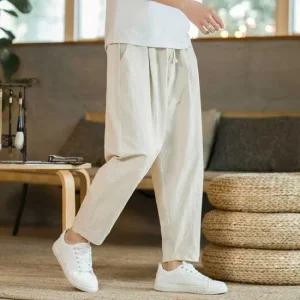 [라일리의류] Rly 항아리 와이드 배기 팬츠 9부 린넨 여름 남자  42535416)