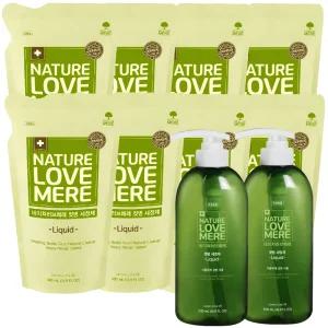 네이쳐러브메레 젖병세정제 액상용기 500ml 2개+액상리필 500ml 8팩, 총 10팩