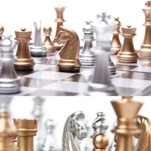 체스게임 중세 세트 골드 실버 조각 보드 취미용 예쁜 휴대용 서양판 놀이