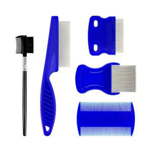 5팩 반려동물 빗 세트, 스테인리스 스틸 둥근 이빨이 있는 빗, 양면 눈물 얼룩 제거기 및 디매팅 다양한 유형의 반려동물을 위한 그루밍 세트