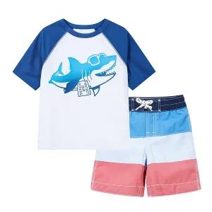 [갭키즈]조카선물 [토들러 남아3-5세] 샤크 래쉬가드 상의 & 스윔쇼츠 세트 5221261001051