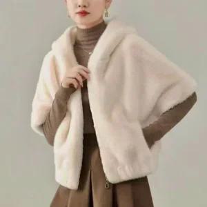 로우피 밍크 후드 반팔 퍼자켓_W4331