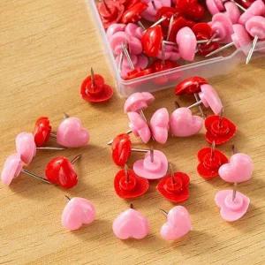 하트 디자인 컬러 압정 메모 꽂이 핀 학교 학용품 50p