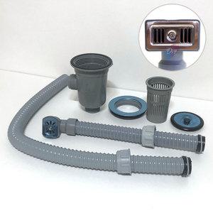 싱크대배수구 세트 소형1구 오버플로우(사각) 부속