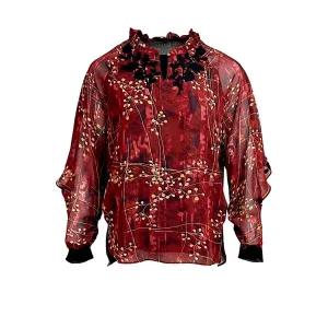 [데시데](의정부점)슬릿소매 모티브패치 블라우스 DNW101