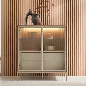 한샘 오브제 글라스 사이드장 월넛 900 [매장가구]