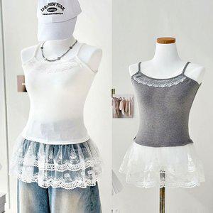 로맨틱 무드 레이스 레이어드 프릴 롱나시 이너