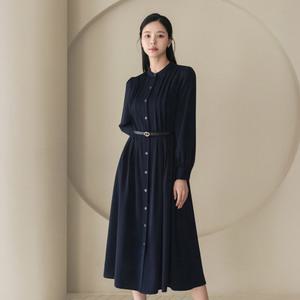 [시크라인] (~XXL까지) 헤다니 하프넥카라 핀턱 플레어 벨트 원피스 봄 가을 하객룩 오피스룩 데이트 모임 빅사이즈