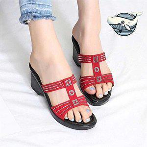 여성 큐빅 슬리퍼 통굽 여름 데일리 쪼리-WFH133R