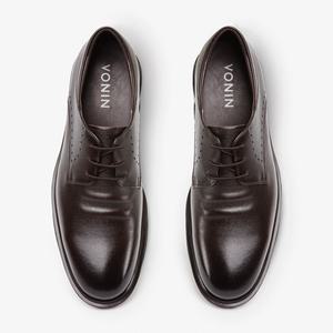 보닌 천연소가죽 발편한 스판 스트링 볼륨 광폭 사피아노더비 구두HD034DBR