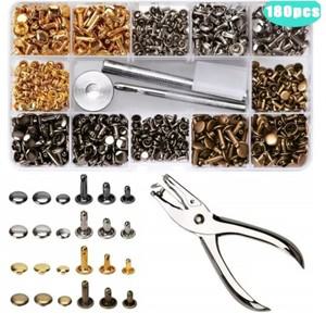 금속 스터드 스냅 패스너 가죽 리벳 4 색 관형 나사 버튼 내구성 6mm/8mm/12mm 더블 캡