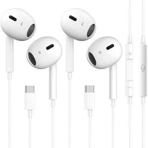 [미국배송] 아이폰 16용 USB C 포함 프로 잭 호환 리모컨 프로 및 헤드폰 맥스 2팩 16 유선 이어버드 이어폰 장치와 이어버드 타입 노이즈 대부분의 가능 마이크 아이패드 캔슬링