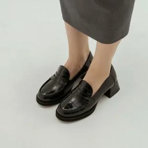 SOVO 바운드 청키 로퍼 힐 4cm