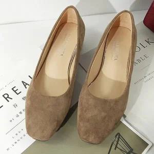 스웨이드 로우힐 낮은굼 여성구두 가을 겨울 펌프스힐 (WFJXJJW)