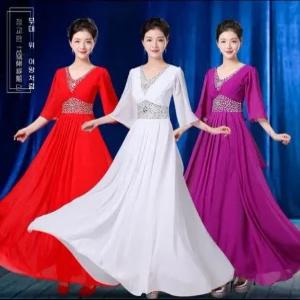 여성 합창복 합창드레스 연주 드레스 단복 중년 합창단 무대의상 연주복 공연