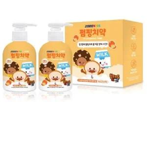 [애경] 2080 키즈 브레드이발소 고불소 펌핑치약 220gX2입 오렌지