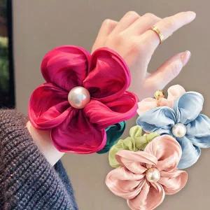 꽃 진주 볼 스크런치 곱창 머리 끈 헤어 슈슈 머리끈고무줄