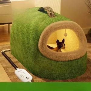고양이난로 숨숨집 겨울집 난방 애견 고양이난로집 보온 실내 쿠션 전기 텐트 겨울