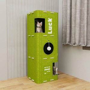 스틸코브 중형 고양이 나무 타워: 은신처 침대 동굴 & 장난감이 있는 실내 집 콘도, 1-3마리의 고양이를 위한 모던 큐브 캐슬