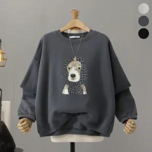 [모노시크] 큐티프 기모 머플러 강아지 맨투맨_MNTG458