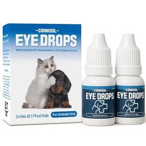 히알루론산이 함유된 고양이와 개용 안약 0.4%, NAC 2.5%, 불편함, 자극 및 건조함 , 반려동물용 윤활제, 5ml x 2 바이알