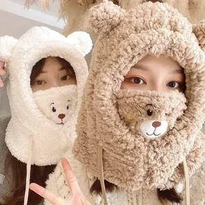 후드 넥 워머 귀여운 겨울 마스크 뽀글이 바라클라바 여성 일체형 방한모 캐릭터 동물