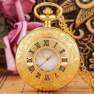 빈티지 목걸이 투명 골드 회중시계 장식용 포켓 시계
