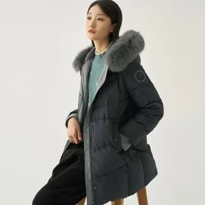 [지센] 2컬러 폭스후드 니트배색 슬림 덕다운 점퍼 LCDWNA31_P410376280