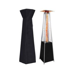 바퀴가 달린 48,000 BTU 프로판 파티오 히터, 쿼츠 유리 튜브 피라미드 디자인, 커버 포함 - 파티, 뒷마당, 정원, 풀사이드, 상업 및 주거용(블랙)으로 완벽합니다