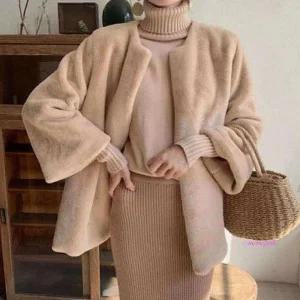 퍼코트 우아한 밍크코트 인조밍크 퍼자켓 가죽자켓zab103