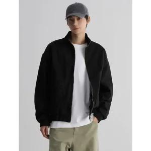 에잇세컨즈 하이넥 패디드 데님 블루종 블랙