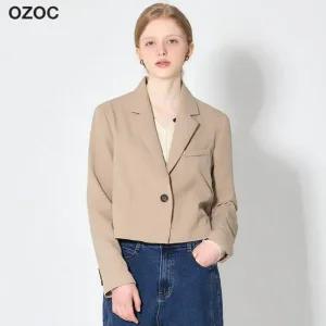 [오조크] 베이직 원버튼 크롭 자켓