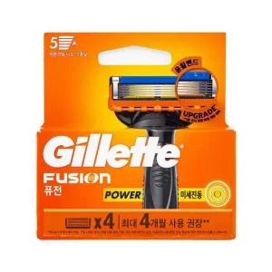 질레트 퓨전 미세진동 5중날 면도날 4개 남자 수염 면도 잔털 목 얼굴