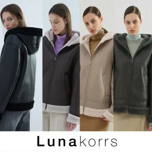 루나코어스 호주산울100 양모 후드 무스탕코트