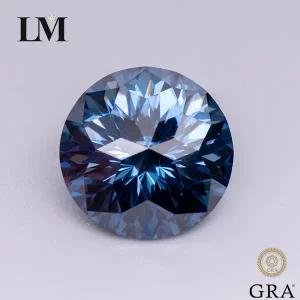 모이사나이트 스톤 천연 색상 로얄 블루 스페셜 황제 컷 라운드 모양 실험실 성장 원석 GRA 인증서 포함