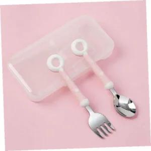 [골드스마일]유아수저 폴리 유아용 도넛 수저포크 세트(핑크) 유아숟가락